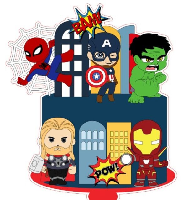 Arquivo de Corte Silhouette Topo de Bolo Vingadores Cut em Camadas