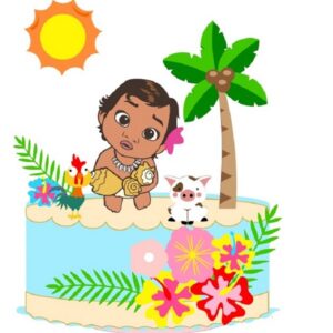 Arquivo de Corte Silhouette Topo de Bolo Moana Baby