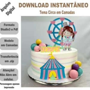 Arquivo de Corte Topo de Bolo Circo em Camadas