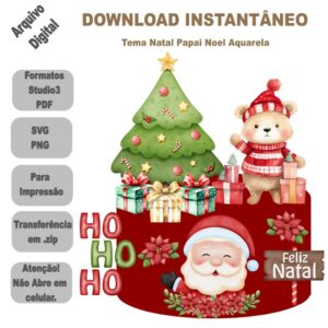 Arquivo de Corte Silhouette Topo de Bolo Natal Papai Noel
