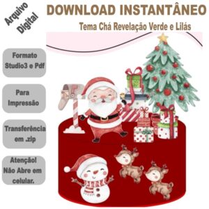 Arquivo de Corte Silhouette Topo de Bolo Natal Aquarela