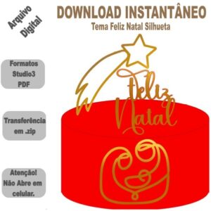 Arquivo de Corte Silhouette Topo de Bolo Natal Silhueta