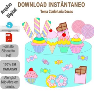 Arquivo de Corte Topo de Bolo Confeitaria Doces em camadas