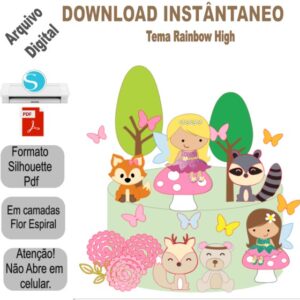 Arquivo de Corte Topo de Bolo Bosque Floresta Menina em Camadas