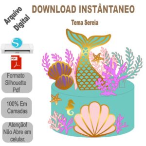 Arquivo de Corte Topo de Bolo Sereia em camadas