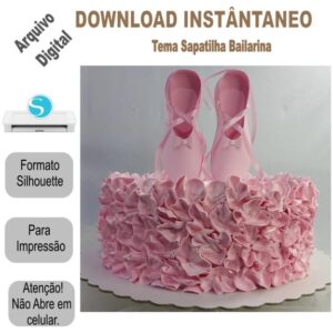 Arquivo de Corte Silhouette Topo de Bolo Sapatilha Bailarina p/download